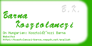 barna kosztolanczi business card